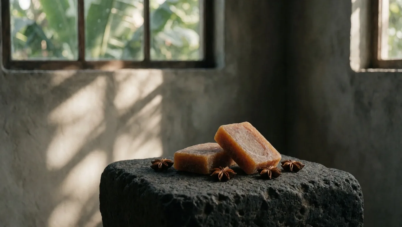 Natural supplement ingredients on warm paper under side light