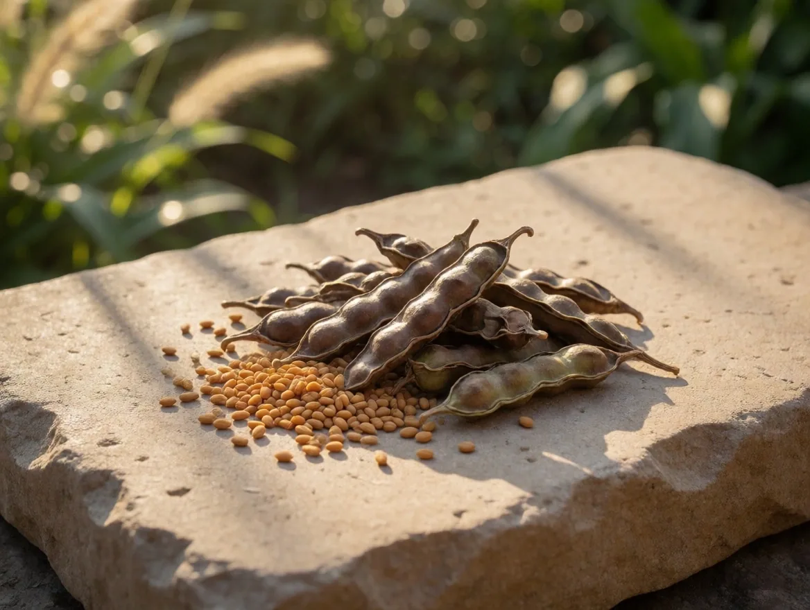 Fenugreek seeds and Tribulus Terrestris specimens